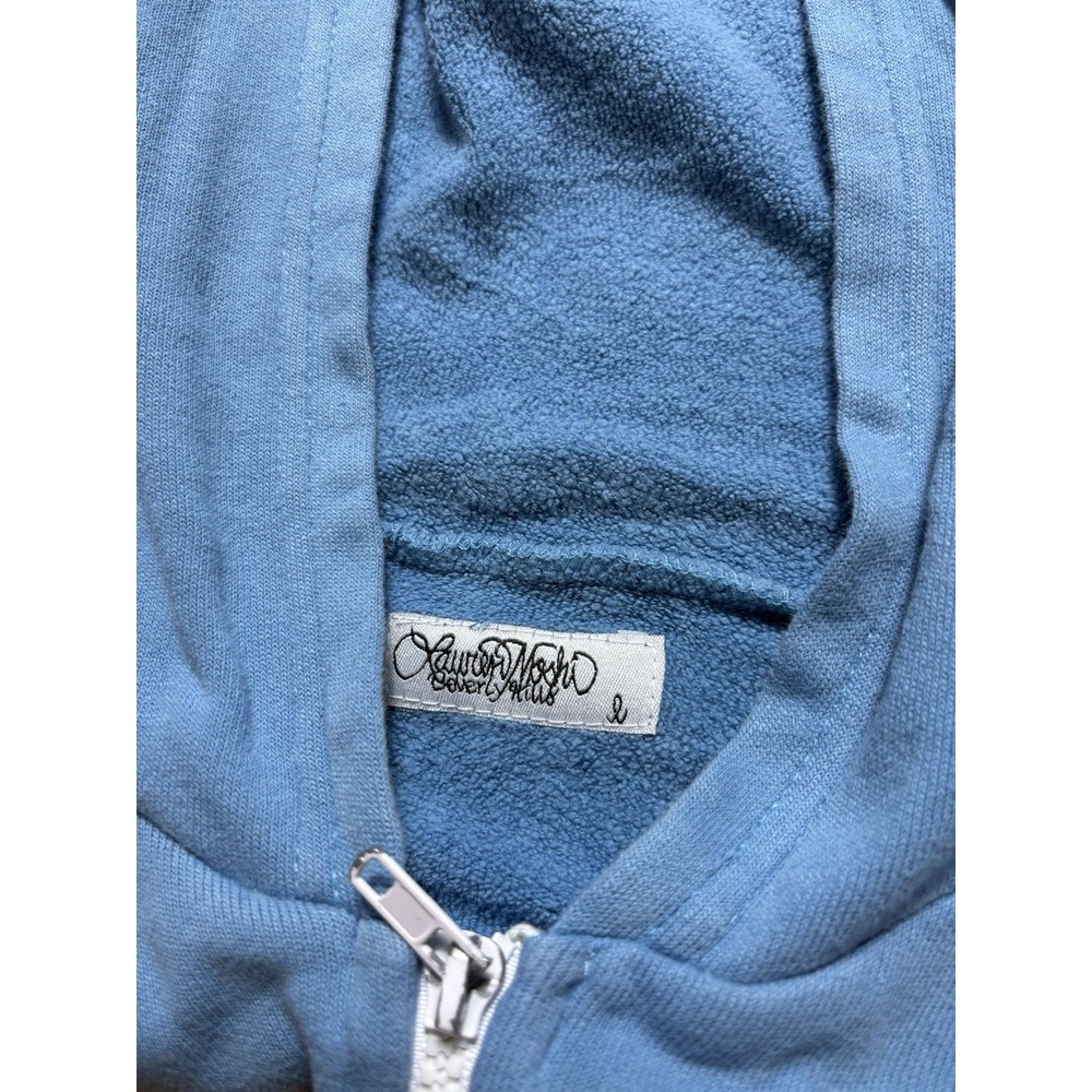Lauren Moshi Blue Surfs Up Shark Women Large Full Zip Up Hoodie Beach Summer - Picture 10 of 11
